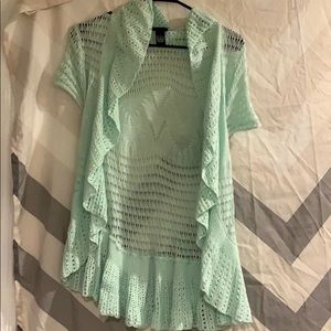 Teal blue cardigan short sleeve